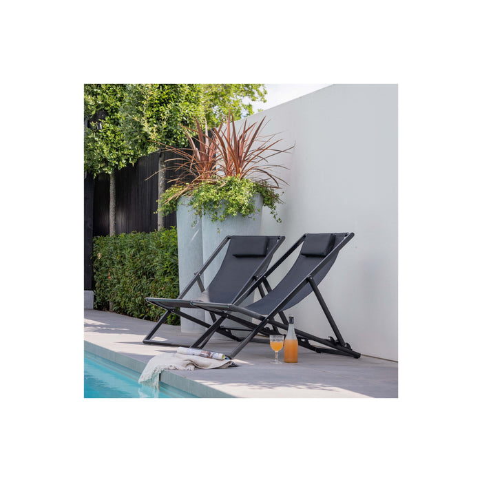 WOOOD Strandstoel Esper - Aluminium - Zwart - 74x61x102