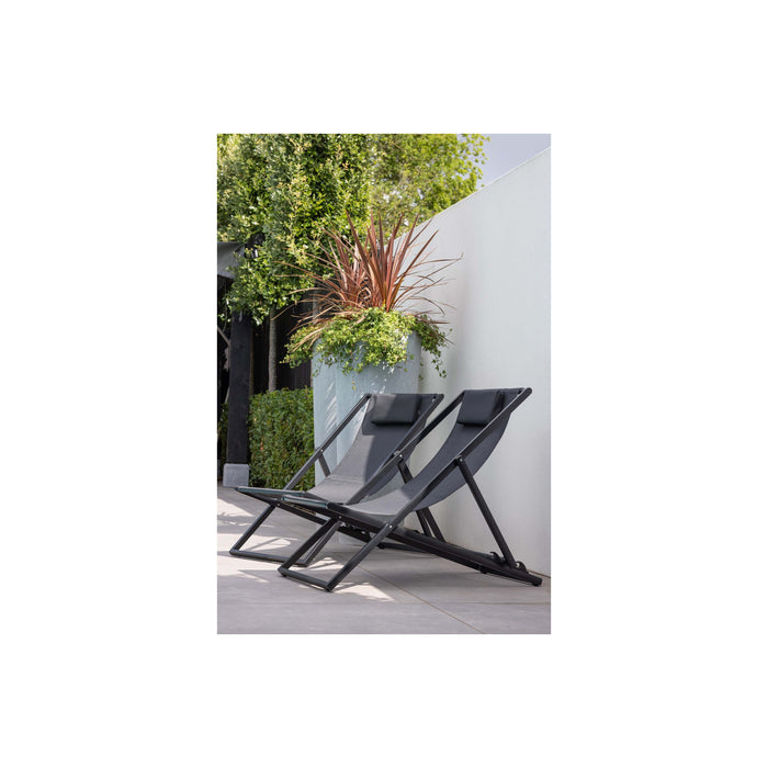 WOOOD Strandstoel Esper - Aluminium - Zwart - 74x61x102