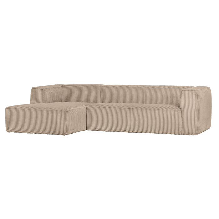 WOOOD Bean Hoekbank met Chaise Longue Links - Rib - Travertin