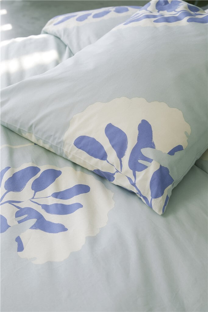 Walra - Dekbedovertrek Remade Romantic Leaves - 200x220 - Blauw