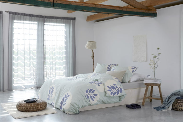 Walra - Dekbedovertrek Remade Romantic Leaves - 200x220 - Blauw