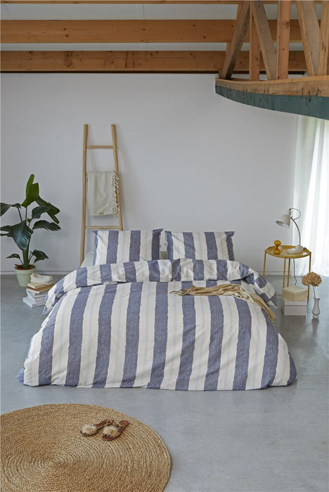 Walra - Dekbedovertrek Remade Nautic Stripes - 240x220 - Donker Blauw