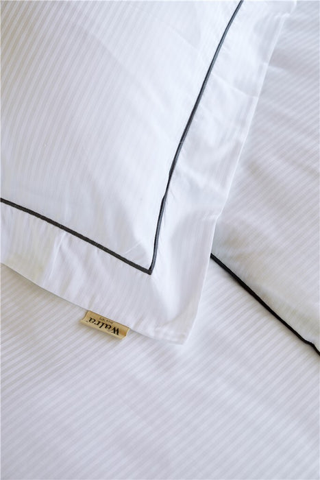 Walra - Dekbedovertrek Subtile Stripe - 140x220 - Wit | Antraciet