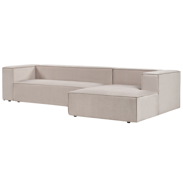 Beliani - VERNON - Hoekbank 3-zits - Taupe - Linkszijdig - Polyester