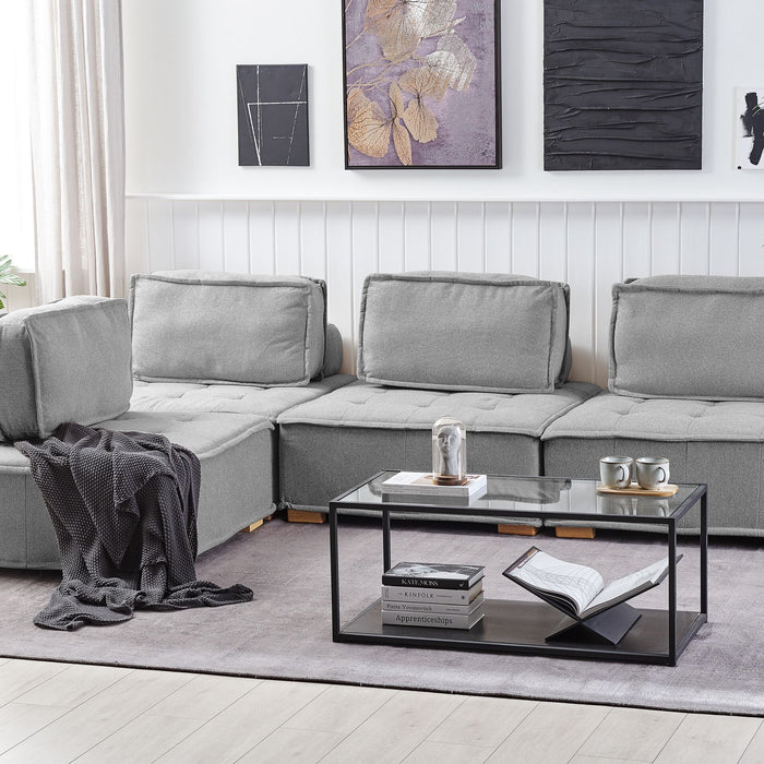 Beliani - TIBRO - Hoekbank - Grijs - Universeel - Polyester