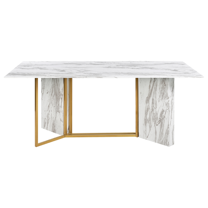 Beliani - CALCIO - Eettafel - Marmerlook|Goud - MDF