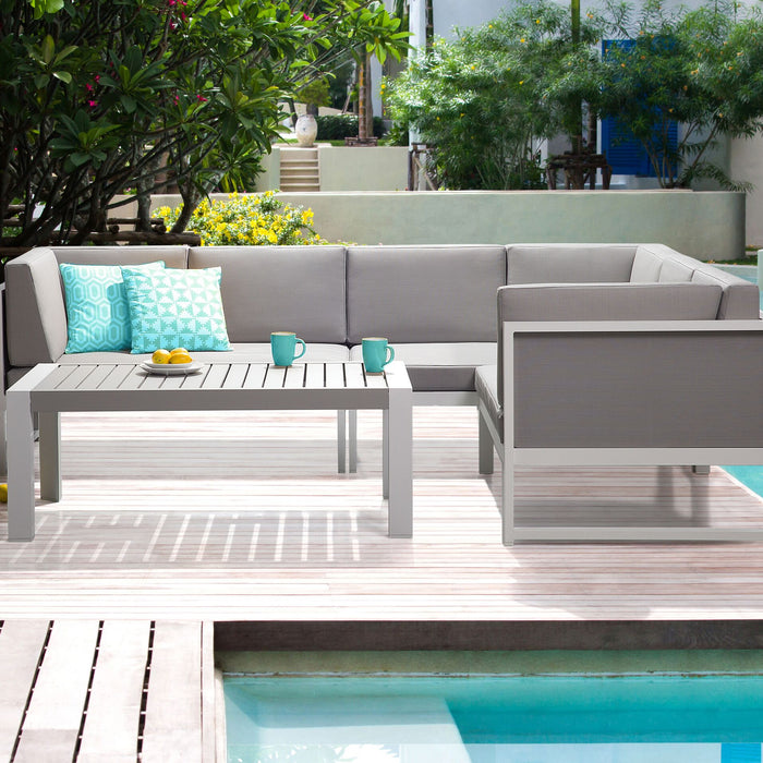 Beliani - CASTELLA - Loungeset voor 6 - Grijs - Aluminium