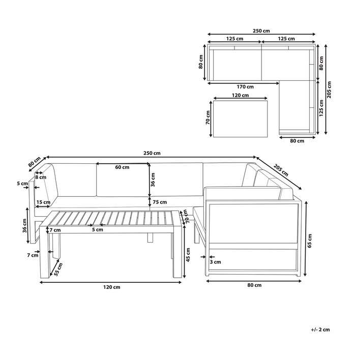 Beliani - CASTELLA - Loungeset voor 6 - Grijs - Aluminium
