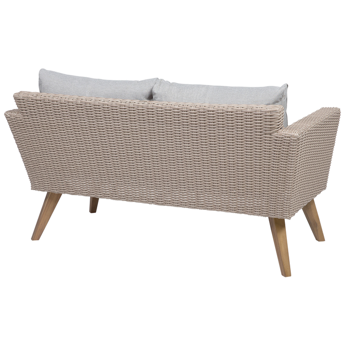 Beliani - VITTORIA - Loungeset voor 4 - Natuurlijk - PE rotan