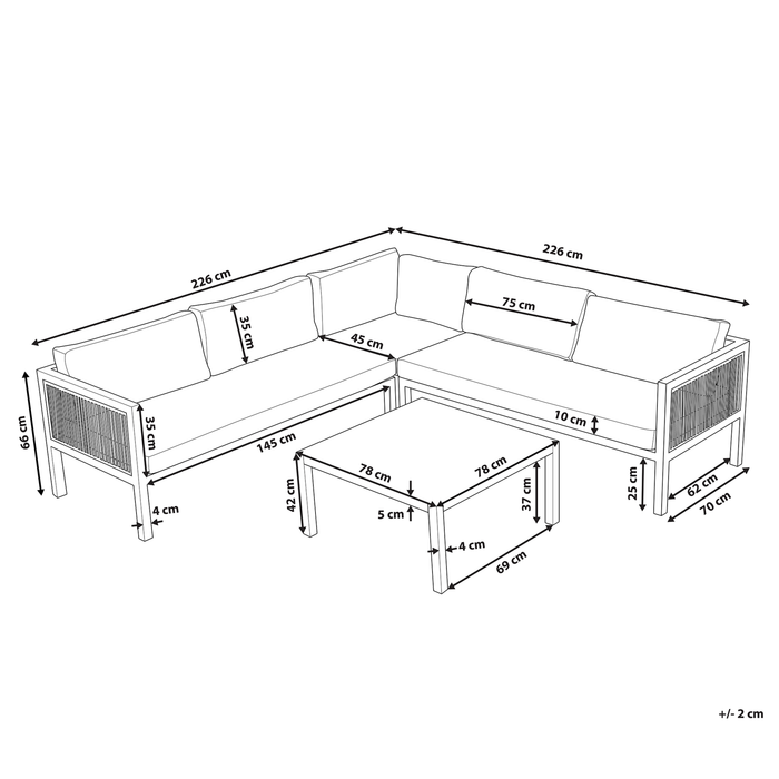 Beliani - BORELLO - Loungeset voor 4 - Wit - Aluminium