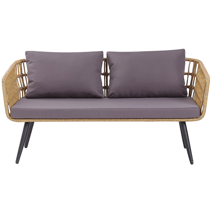 Beliani - FOBELLO - Loungeset voor 4 - Natuurlijk - PE rotan