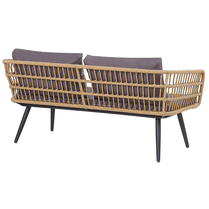 Beliani - FOBELLO - Loungeset voor 4 - Natuurlijk - PE rotan