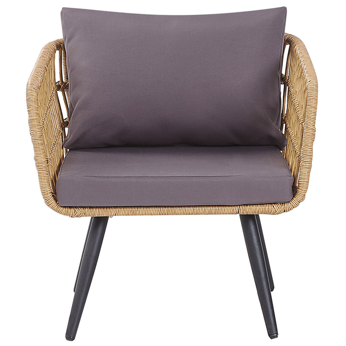 Beliani - FOBELLO - Loungeset voor 4 - Natuurlijk - PE rotan