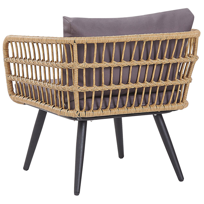 Beliani - FOBELLO - Loungeset voor 4 - Natuurlijk - PE rotan