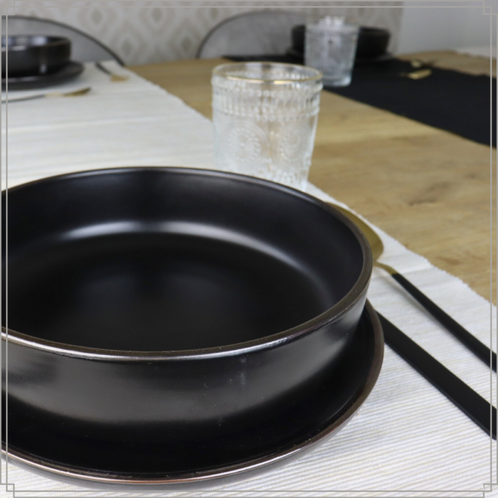 OTIX Soepborden Diepe Pasta Borden Set van 6 stuks 18cm Zwart met G...