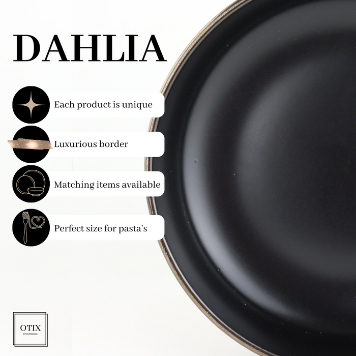 OTIX Soepborden Diepe Pasta Borden Set van 6 stuks 18cm Zwart met G...