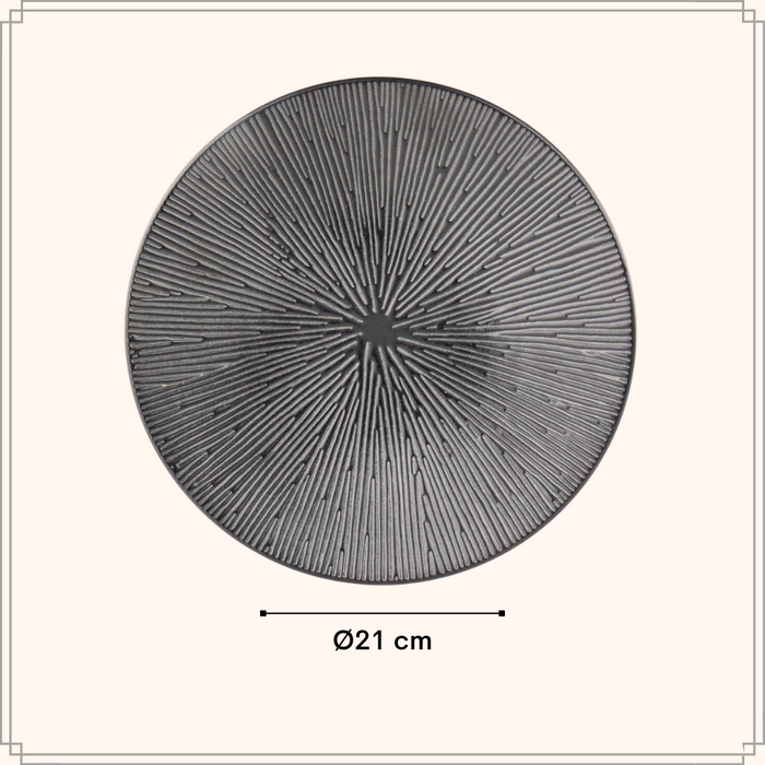 OTIX Dessert Ontbijt Bordenset 6 Persoons Zwart 21cm Keramiek POPPY