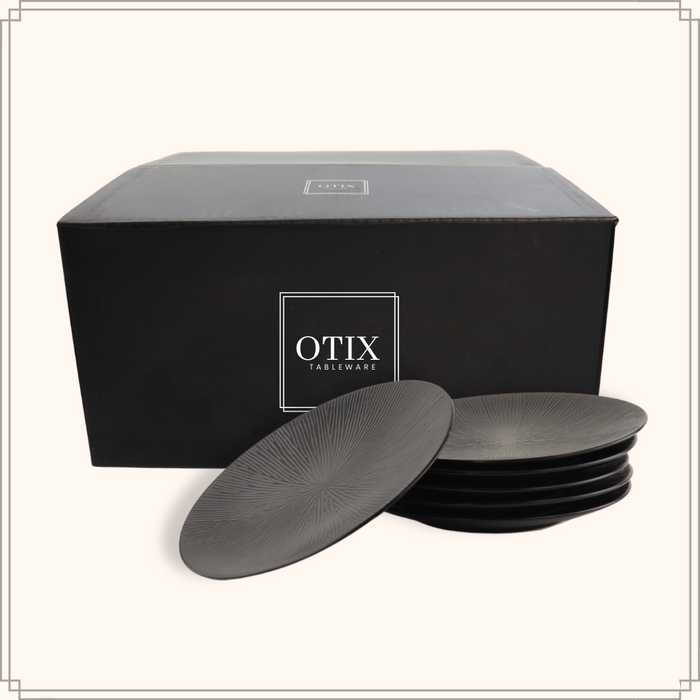 OTIX Dessert Ontbijt Bordenset 6 Persoons Zwart 21cm Keramiek POPPY