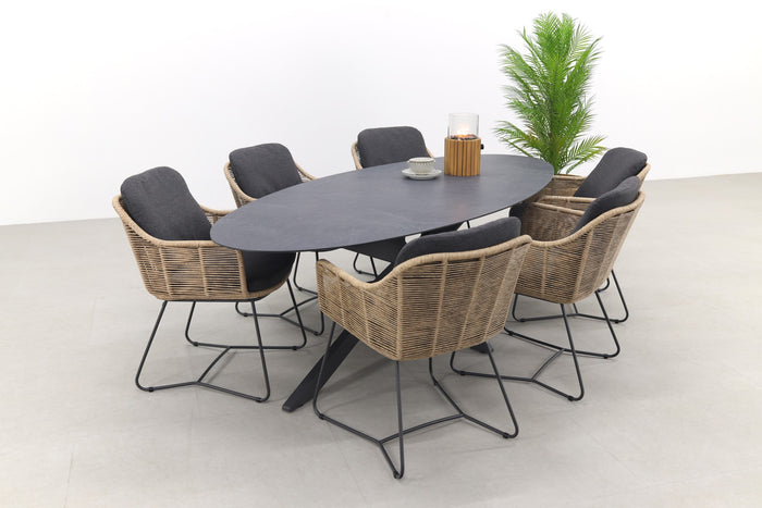 Taste Belmond naturel|Privada 240x107 - Ovale tuinset - 7-delig