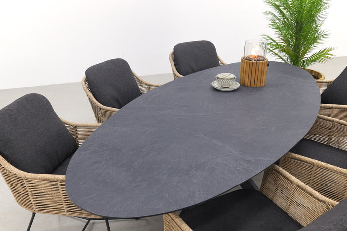 Taste Belmond naturel|Privada 240x107 - Ovale tuinset - 7-delig