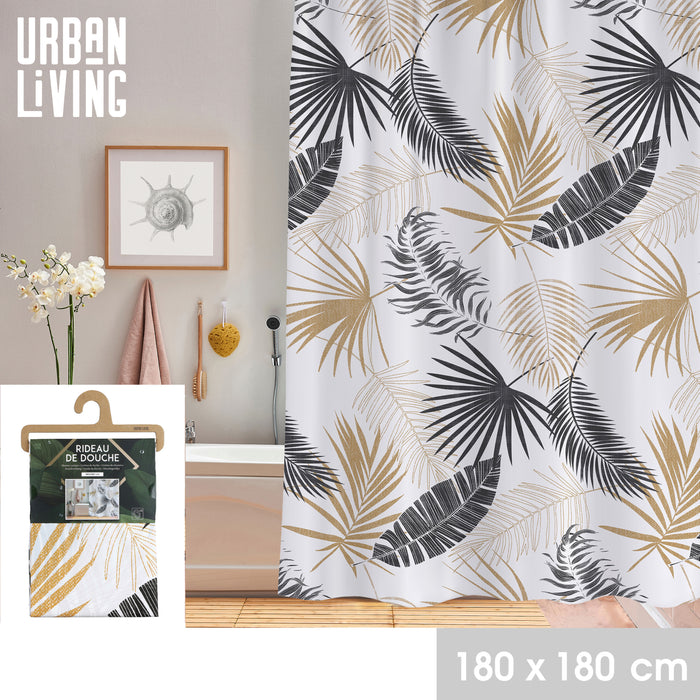 Urban Living Douchegordijn met ringen - palmen - PVC - 180 x 180 cm