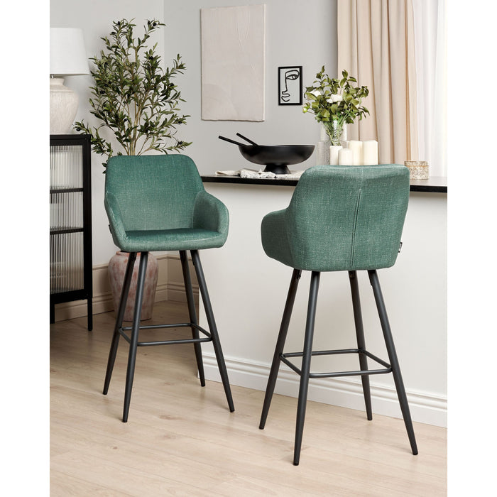 Beliani - CASMALIA - Barkruk set van 2 - Donkergroen - Fluweel