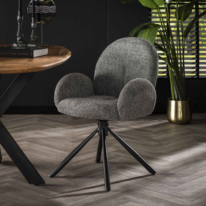 Giga Meubel - Armstoel Bouclé Grijs - Draaibaar - 62x85x65cm