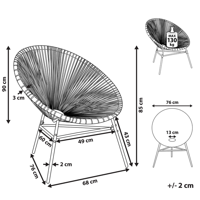Beliani - ACAPULCO - Tuinstoel - Roze|Turquoise - PE rotan