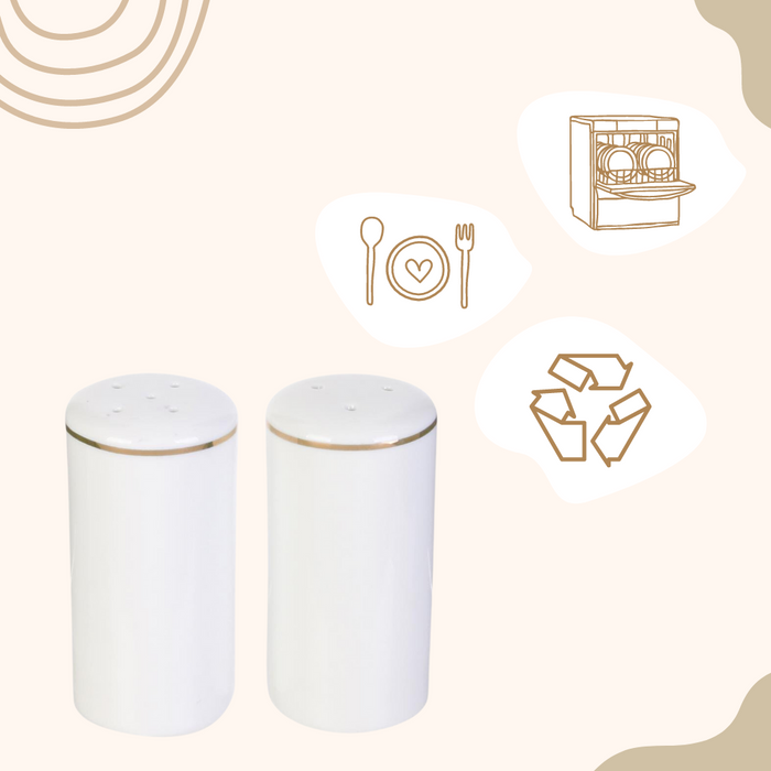 OTIX Peper en Zout stel Wit met Gouden rand Porselein CROCUS