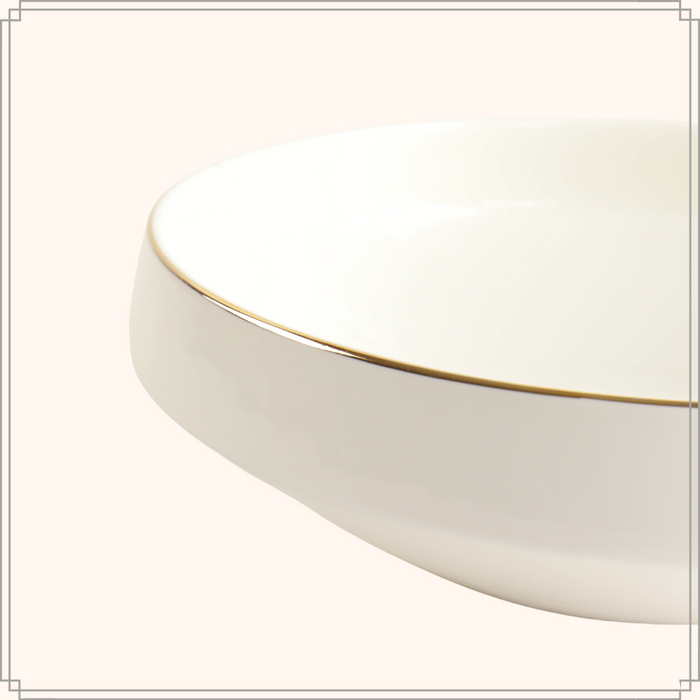 OTIX Saladeschaal Slakom Serveerschaal 25cm Wit met gouden rand Por...