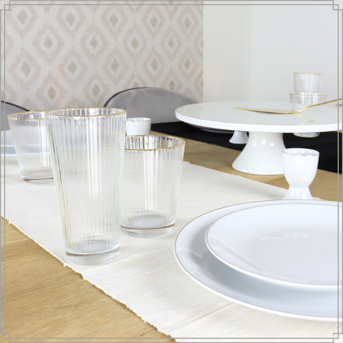 OTIX Waterglazen Longdrink Glazen Set van 6 Stapelbaar 400ml Met go...