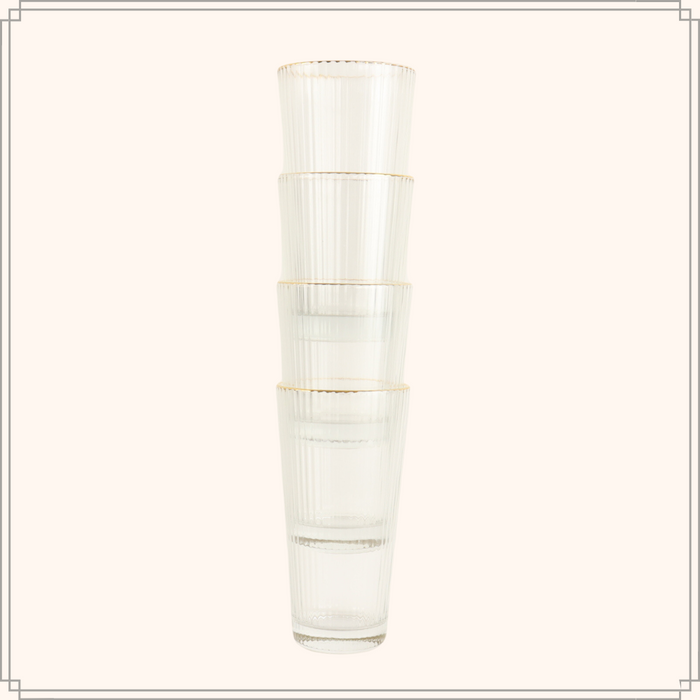 OTIX Waterglazen Longdrink Glazen Set van 6 Stapelbaar 400ml Met go...