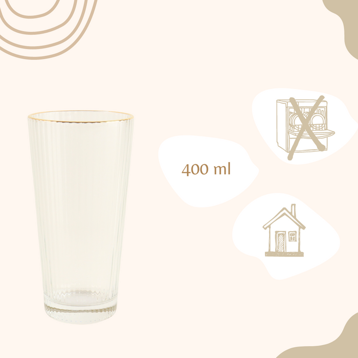 OTIX Waterglazen Longdrink Glazen Set van 6 Stapelbaar 400ml Met go...