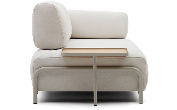 Kave Home - Compo-3-zitsbank van grijze chenille, groot eikenfineer