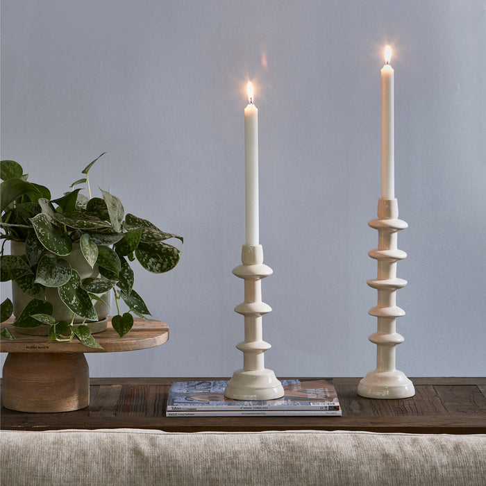Riviera Maison Kaarsenstandaard Wit - Azure - Aardewerk (ØxH) 10x25