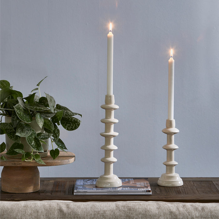 Riviera Maison Kaarsenstandaard Wit - Azure - Aardewerk (ØxH) 10x36
