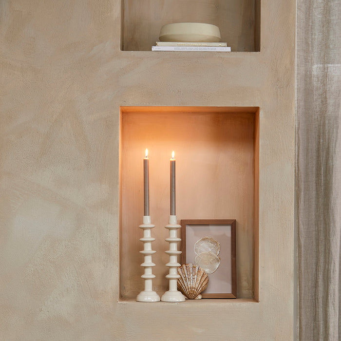 Riviera Maison Kaarsenstandaard Wit - Azure - Aardewerk (ØxH) 10x36