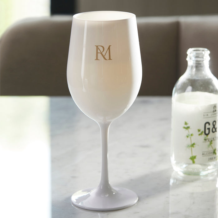 Riviera Maison Wijnglas Wit - RM Monogram Outdoor - Kunststof