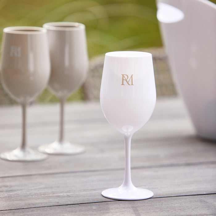 Riviera Maison Wijnglas Wit - RM Monogram Outdoor - Kunststof