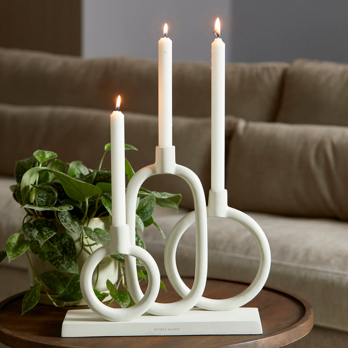 Riviera Maison Kaarsenhouder Wit - Viviana - Aluminium, Hout