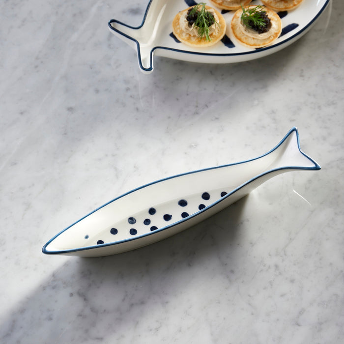Riviera Maison Serveerschaal Blauw|wit - Obidos Fish - Porselein