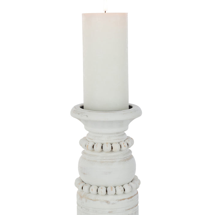 J-Line bijzettafel Relax - metaal|hout - wit|naturel - set van 2