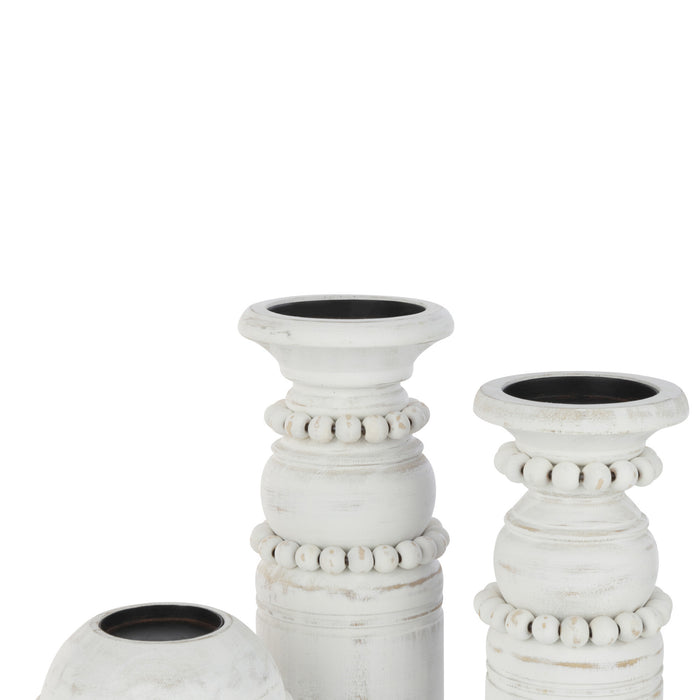 J-Line bijzettafel Relax - metaal|hout - wit|naturel - set van 2