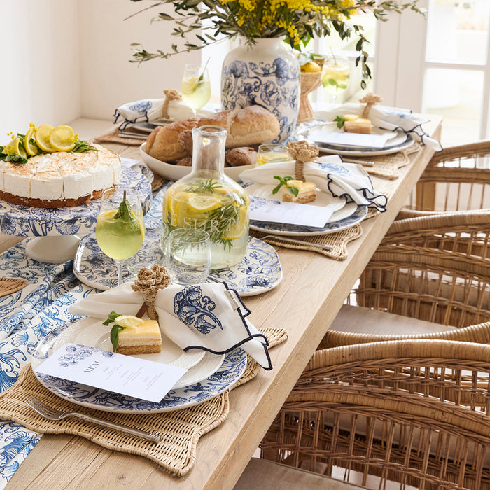 Riviera Maison Textielen Servetten Blauw|wit - Floral Island - Katoen