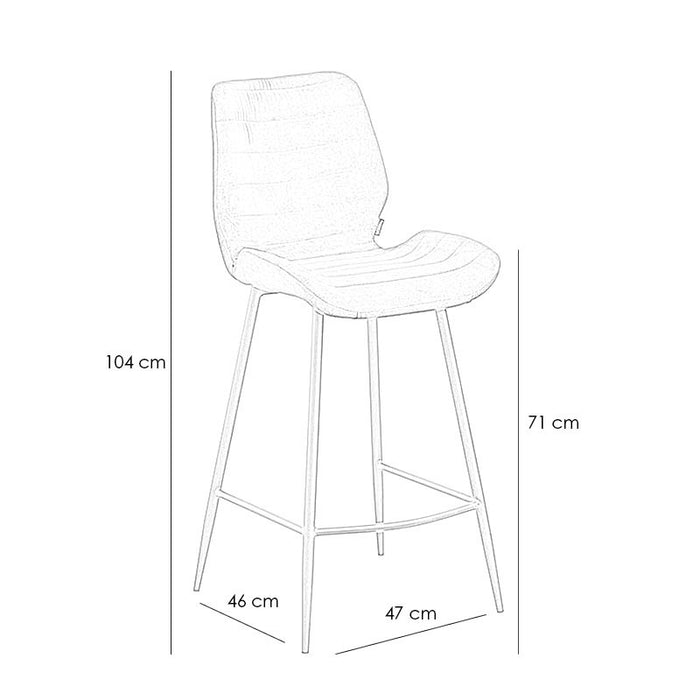 Bronx71 Velvet barkruk Toby zwart 71 cm - Barkrukken set van 2