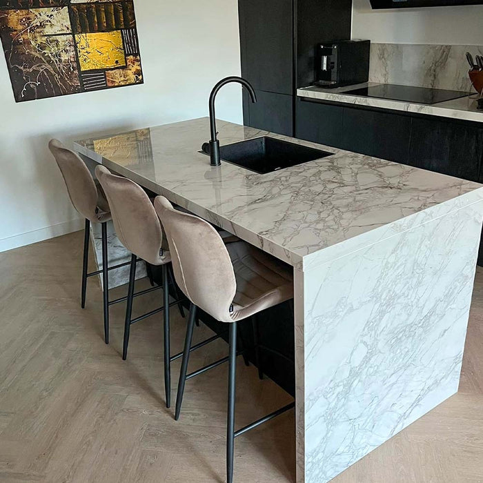 Bronx71 Velvet barkruk Toby taupe 71 cm