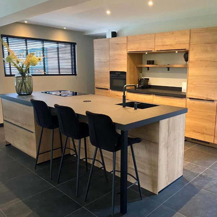 Bronx71 Velvet barkruk Toby zwart 71 cm