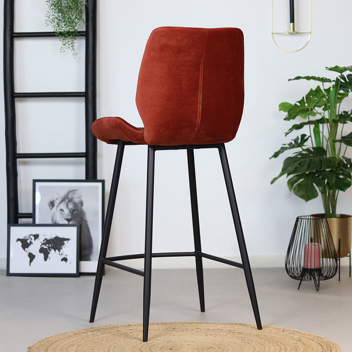 Bronx71 Velvet barkruk Toby koper 71 cm - Barkrukken set van 2