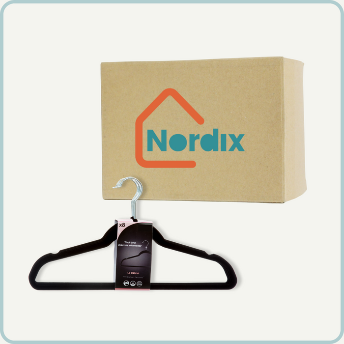 Nordix Kledinghangers Set 48 stuks Zwart Vilten Velvet Anti Slip Kl...