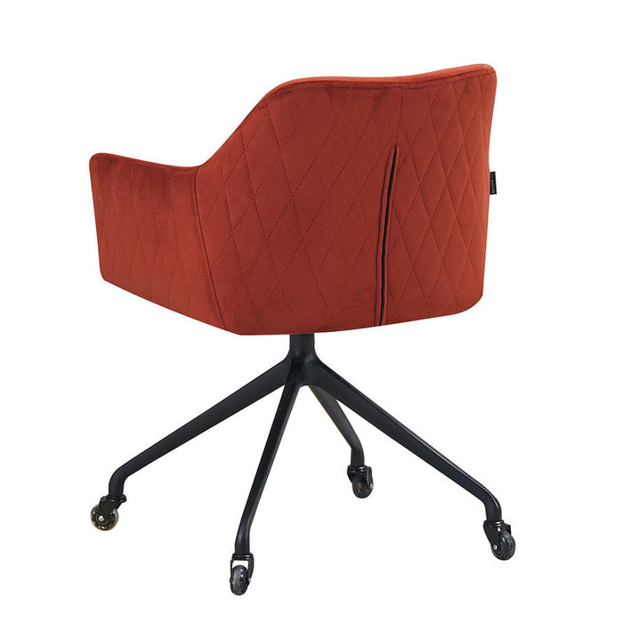 Bronx71 Eetkamerstoel met wieltjes Quinn koper velvet -